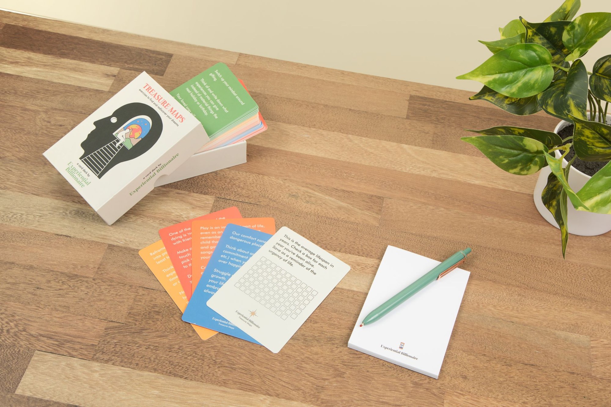 Treasure Maps card deck box with exercise cards fanned out