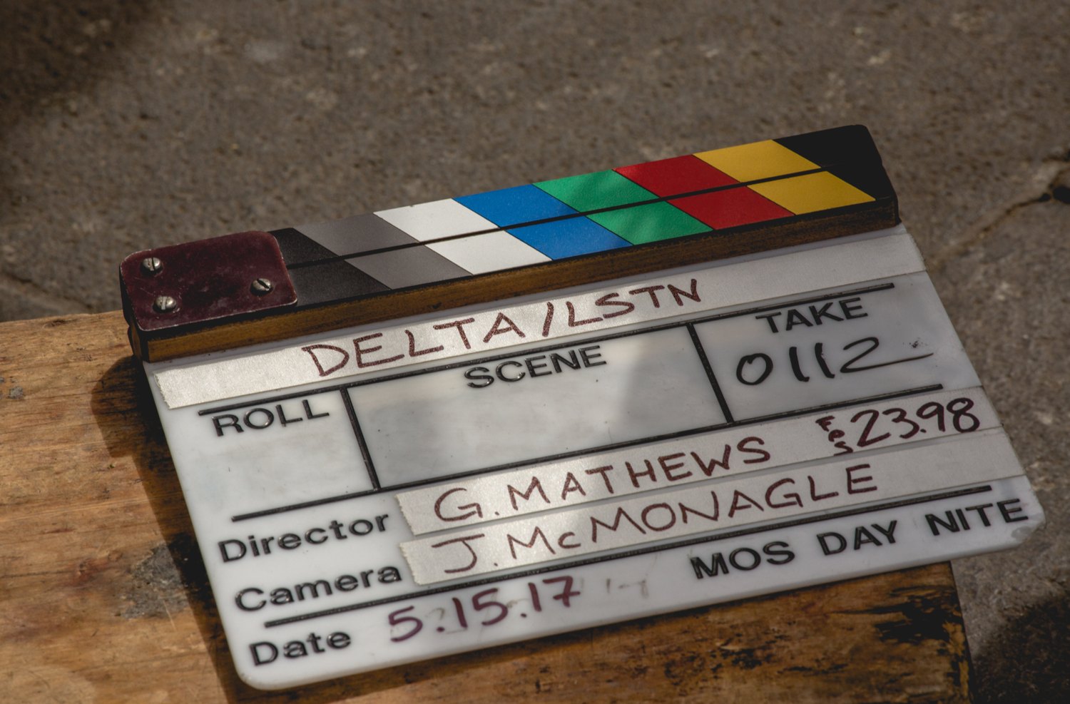 Delta / LSTN film slate from the commercial shoot
