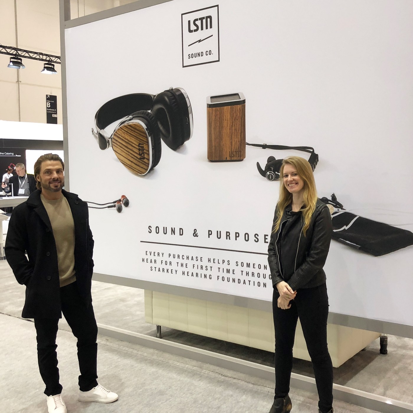 Bridget and Joe at the LSTN Sound Co. booth